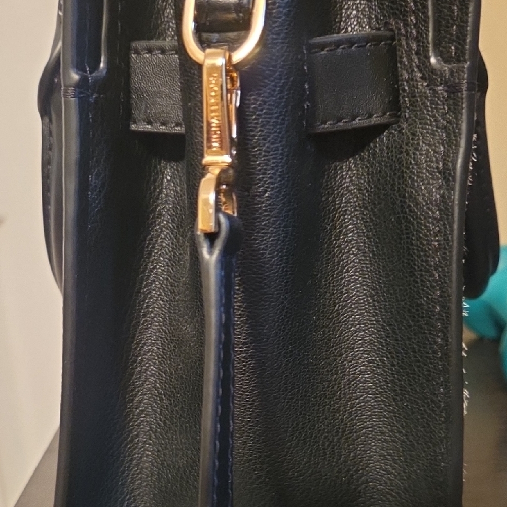 Michael Kors Faux Hair Animal Print  Satchel in Black and Gold - Picture 8 of 10